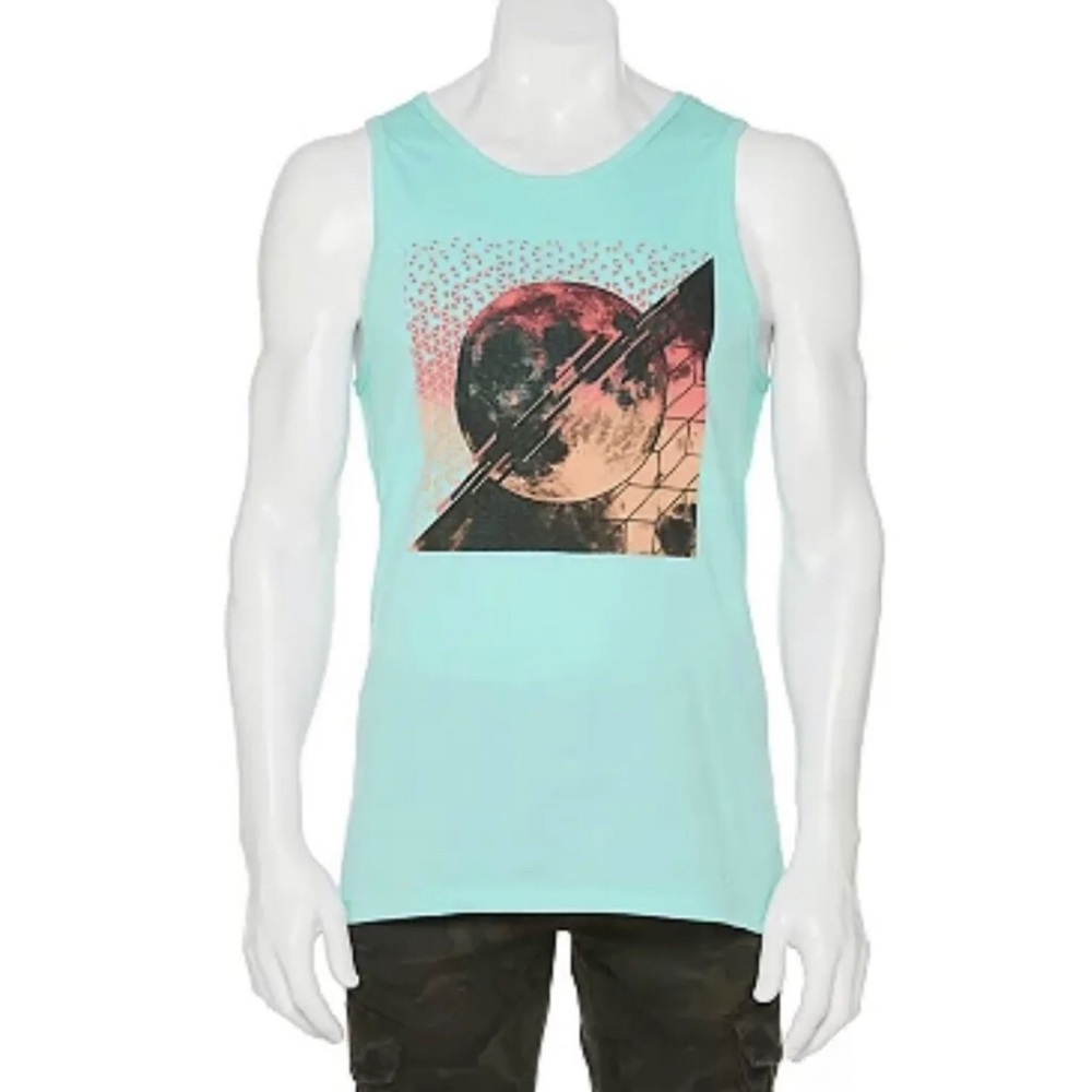 Urban Pipeline Men’s Tank Top Geo Moon Space Graphic Print